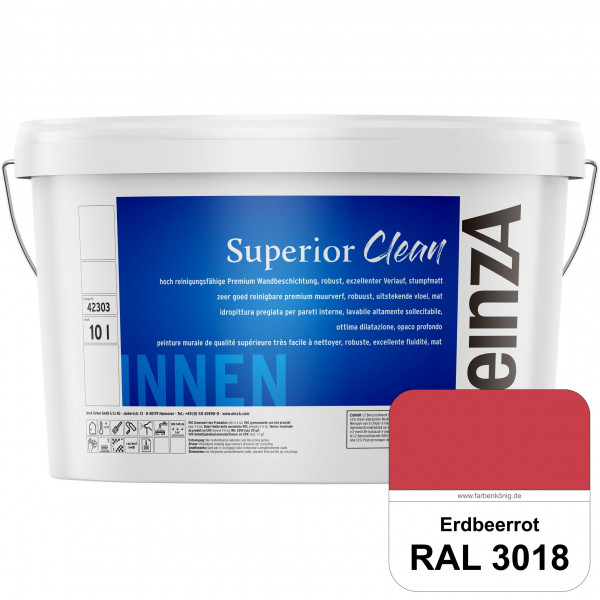 einzA Superior Clean (RAL 3018 Erdbeerrot) Hoch reinigungsfähige, stumpfmatte Premium-Wandbeschichtu