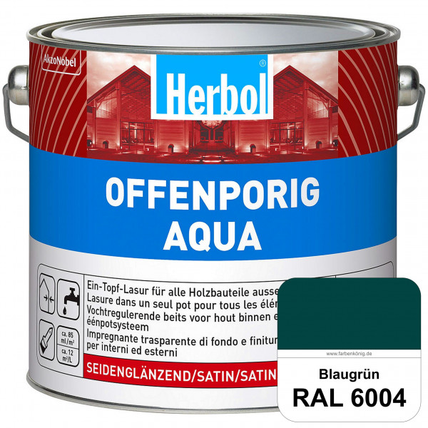 Offenporig Aqua (RAL 6004 Blaugrün) Wasserverdünnbar & hochwertige Ein-Topf-Holzlasur - Feuchteschut