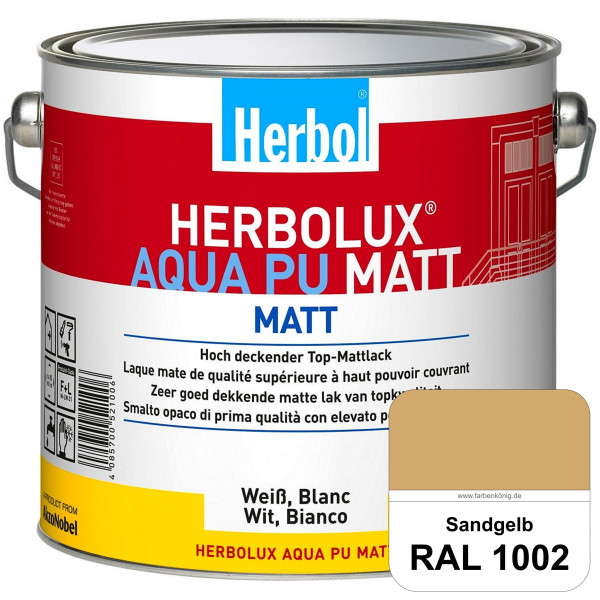 Herbolux Aqua PU Matt (RAL 1002 Sandgelb) Top-PU-Mattlack auf Wasserbasis (Innen)