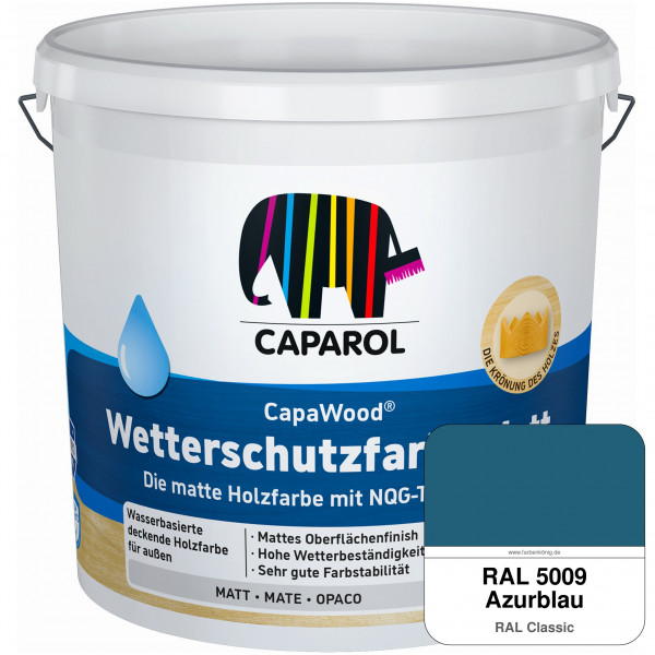 CapaWood® Wetterschutzfarbe Matt (RAL 5009 Azurblau) - ersetzt Capadur Wetterschutzfarbe Matt