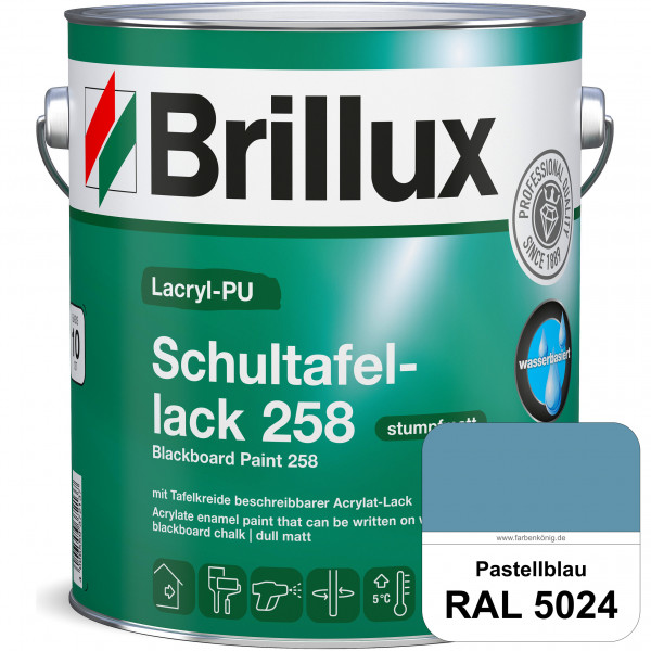 Lacryl-PU Schultafellack 258 (RAL 5024 Pastellblau) wasserbasierter und matter Schultafellack (innen