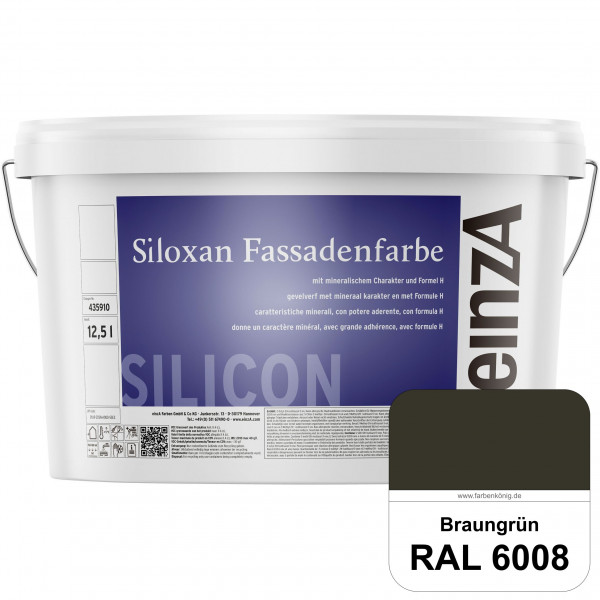 einzA Siloxan Fassadenfarbe (RAL 6008 Braungrün) Siliconvergütete Fassadenfarbe