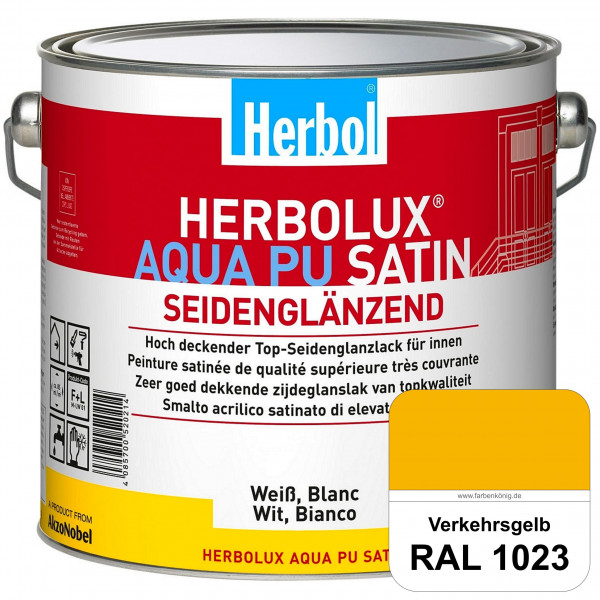 Herbolux Aqua PU Satin (RAL 1023 Verkehrsgelb) Wasserverdünnbarer Top-PU-Seidenglanzlack (Innen)