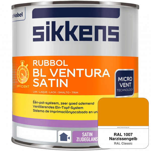 Rubbol BL Ventura Satin NEU (RAL 1007 Narzissengelb) Seidenglanzlack (wasserbasiert) Fenster außen
