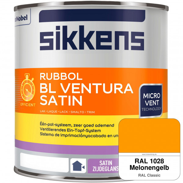 Rubbol BL Ventura Satin NEU (RAL 1028 Melonengelb) Seidenglanzlack (wasserbasiert) Fenster außen