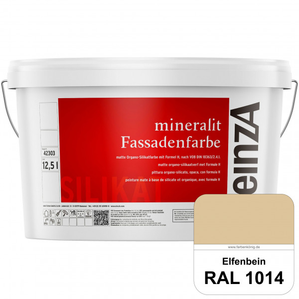 einzA mineralit Fassadenfarbe (RAL 1014 Elfenbein) wetterbeständige & streichfertige Silikatfarbe