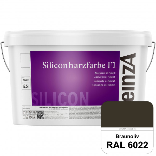 einzA Siliconharzfarbe F1 (RAL 6022 Braunoliv) Universal Siliconharz-Fassadenfarbe, kalkmatt, wetter