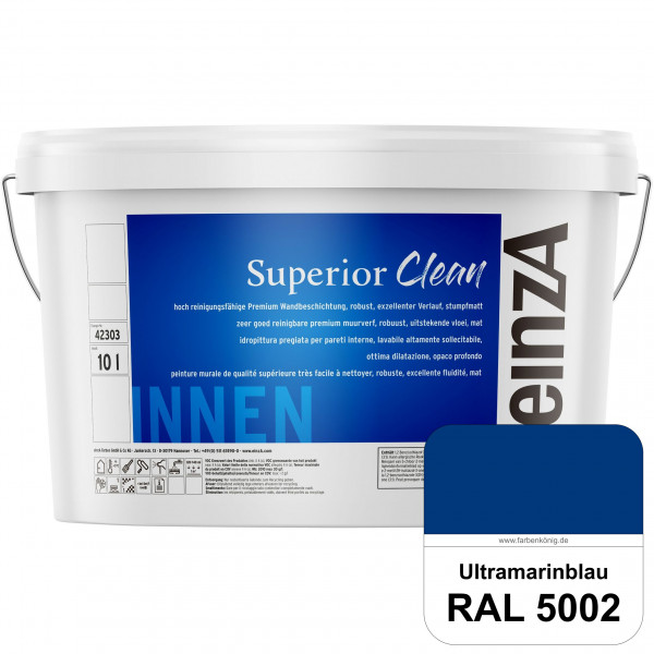einzA Superior Clean (RAL 5002 Ultramarinblau) Hoch reinigungsfähige, stumpfmatte Premium-Wandbeschi