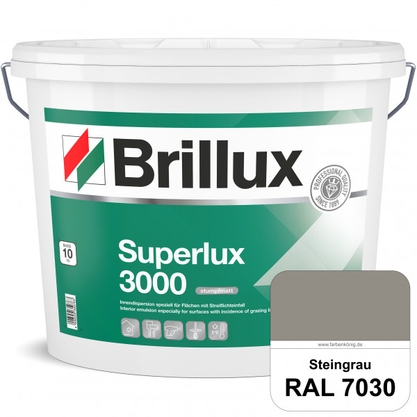 Superlux 3000 (RAL 7030 Steingrau) hoch deckende stumpfmatte Innen-Dispersionsfarbe - streiflichtune