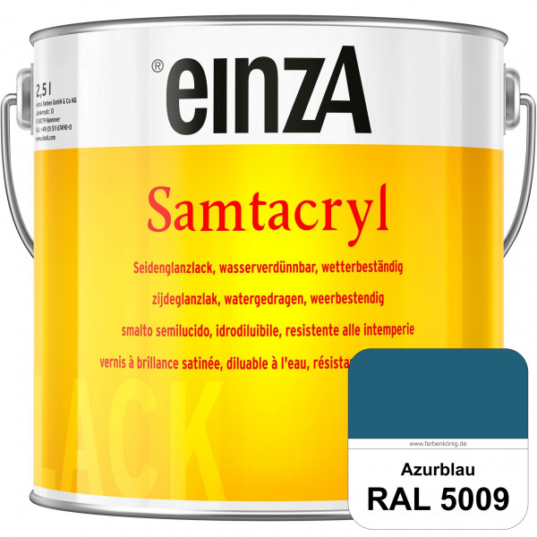einzA Samtacryl (RAL 5009 Azurblau) wetterbeständige seidenglänzende Acryl-PU-Lackfarbe