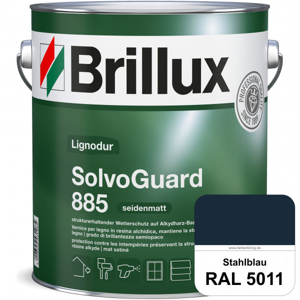 SolvoGuard 885 (RAL 5011 Stahlblau) deckende oder lasierende seidenmatte Alkydharz-Holzfarbe für auß