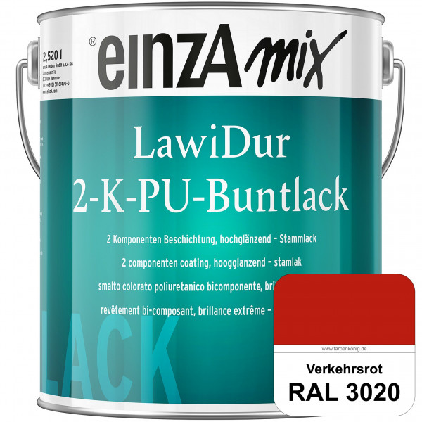 einzA LawiDur 2-K-PU-Buntlack - Hochglanz (RAL 3020 Verkehrsrot)
