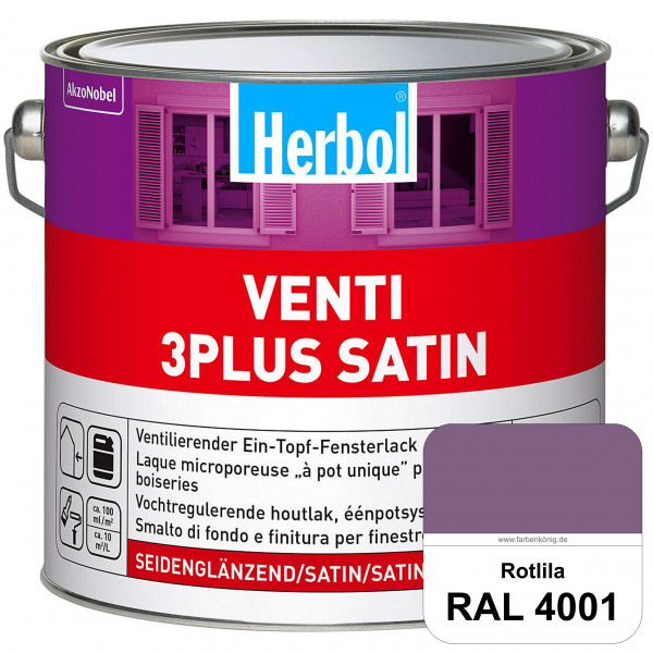 Venti 3Plus Satin (RAL 4001 Rotlila) feuchtigkeitregulierender & seidenglänzender Ein-Topf-Fensterla