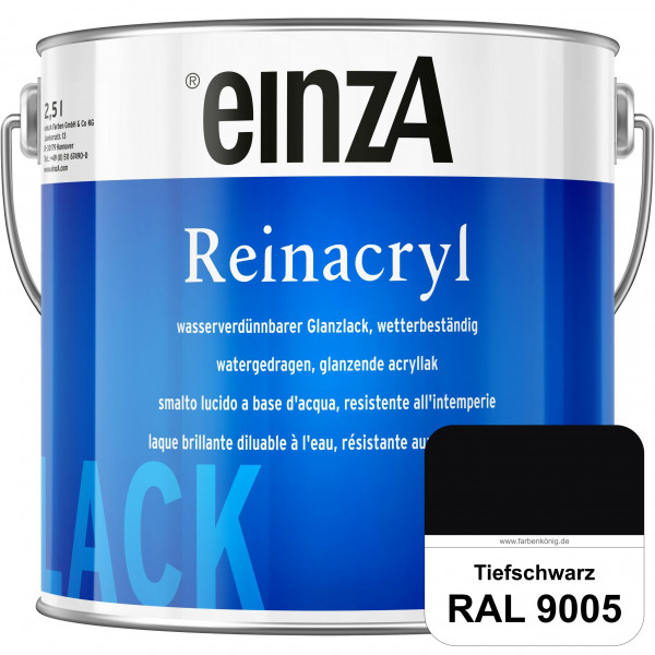 einzA Reinacryl (RAL 9005 Tiefschwarz) wetterbeständige glänzende Acryl-PU-Lackfarbe
