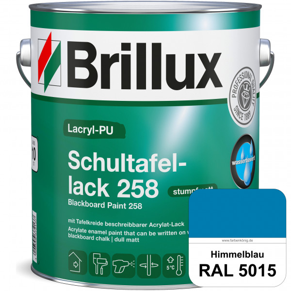 Lacryl-PU Schultafellack 258 (RAL 5015 Himmelblau) wasserbasierter und matter Schultafellack (innen)