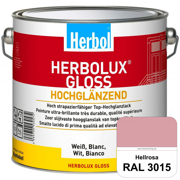 Herbolux Gloss (RAL 3015 Hellrosa) strapazierfähiger Top-Hochglanzlack (lösemittelhaltig) für innen