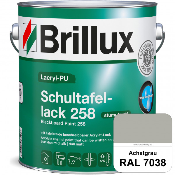 Lacryl-PU Schultafellack 258 (RAL 7038 Achatgrau) wasserbasierter und matter Schultafellack (innen)