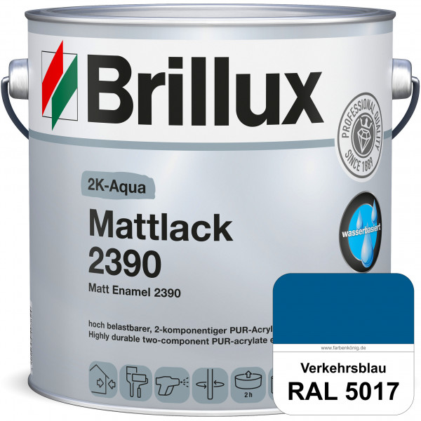 2K-Aqua Mattlack 2390 (RAL 5017 Verkehrsblau) mechanisch und chemisch hoch belastbar für außen & inn