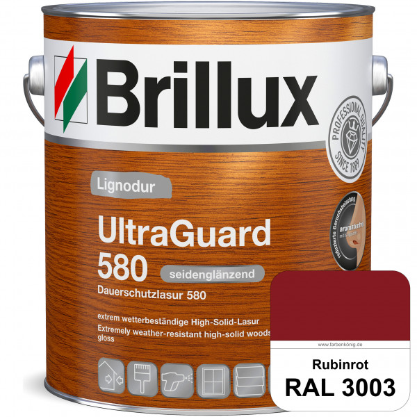 Lignodur UltraGuard 580 (Dauerschutzlasur 580) RAL 3003 Rubinrot