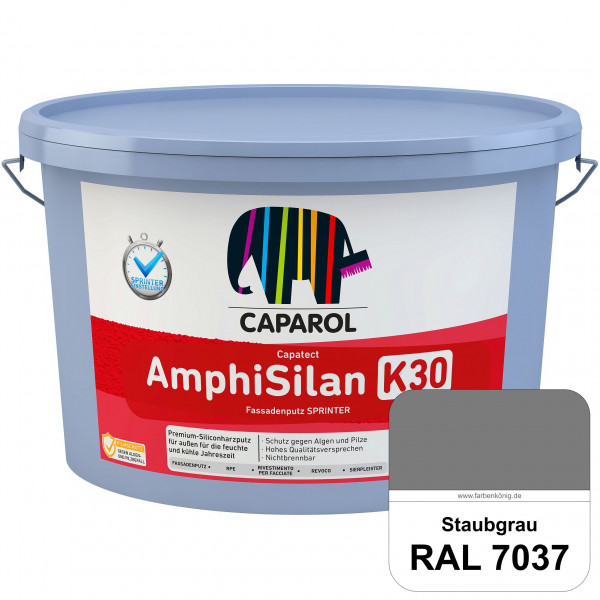 Capatect AmphiSilan Fassadenputz K 30 Winter/SPRINTER (RAL 7037 Staubgrau) Verarbeitungsfertiger Sil