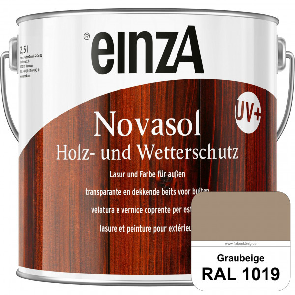 einzA Novasol HW Lasur (RAL 1019 Graubeige) Lasierender Wetterschutz für außen