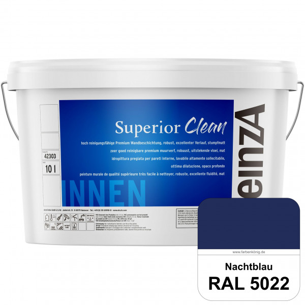 einzA Superior Clean (RAL 5022 Nachtblau) Hoch reinigungsfähige, stumpfmatte Premium-Wandbeschichtun