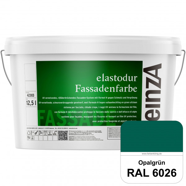 einzA elastodur Fassadenfarbe (RAL 6026 Opalgrün) UV-vernetzendes & rissüberbrückendes Fassadenfarbe