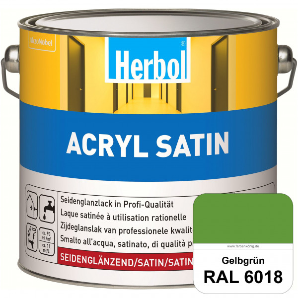 Acryl Satin (RAL 6018 Gelbgrün) wasserverdünnbarer seidenglänzender Lack (Innen & Außen)