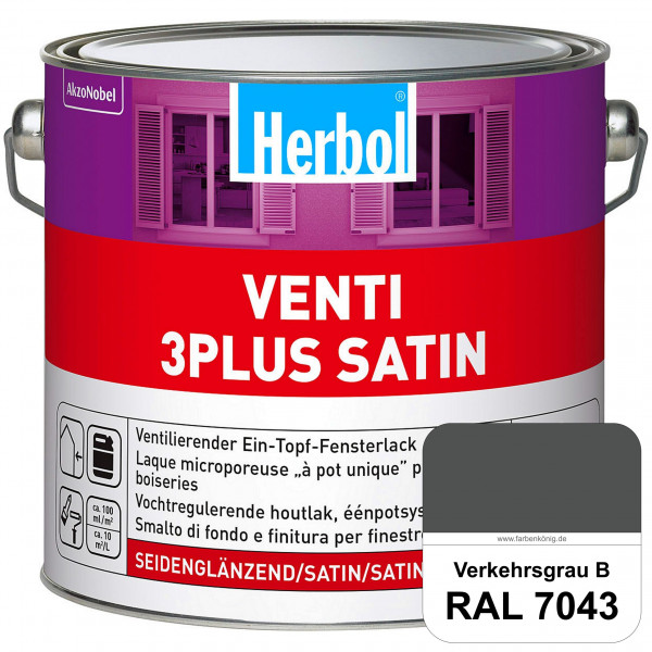 Venti 3Plus Satin (RAL 7043 Verkehrsgrau B) feuchtigkeitregulierender & seidenglänzender Ein-Topf-Fe
