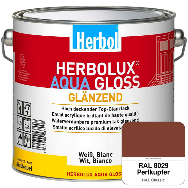 Herbolux Aqua Gloss (RAL 8029 Perlkupfer) Wasserverdünnbarer Top-Glanzlack (Innen)