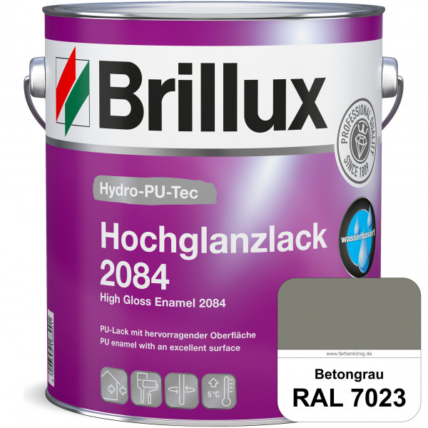 Hydro-PU-Tec Hochglanzlack 2084 (RAL 7023 Betongrau) wasserbasierter Hochglanzlack für Holz, Zink, A