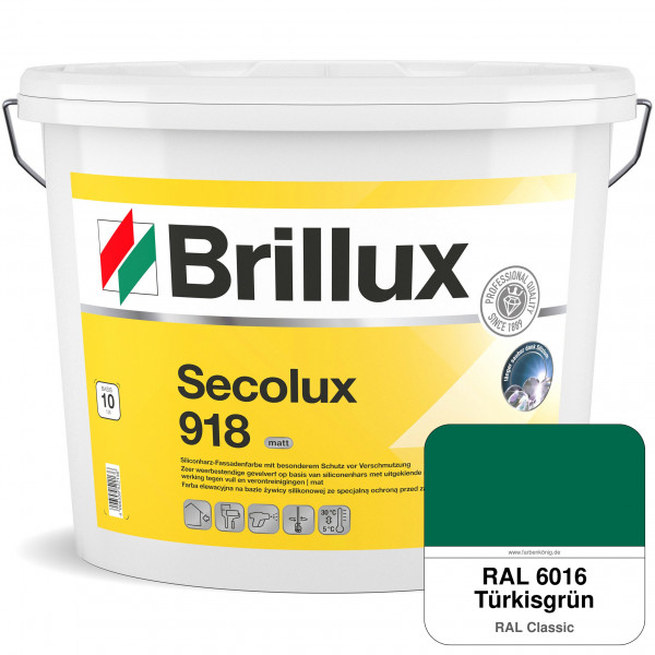 Secolux 918 TSR-Formel (RAL 6016 Türkisgrün) für den Einsatz auf WDVS - ehemals Silicon-Fassadenfarb