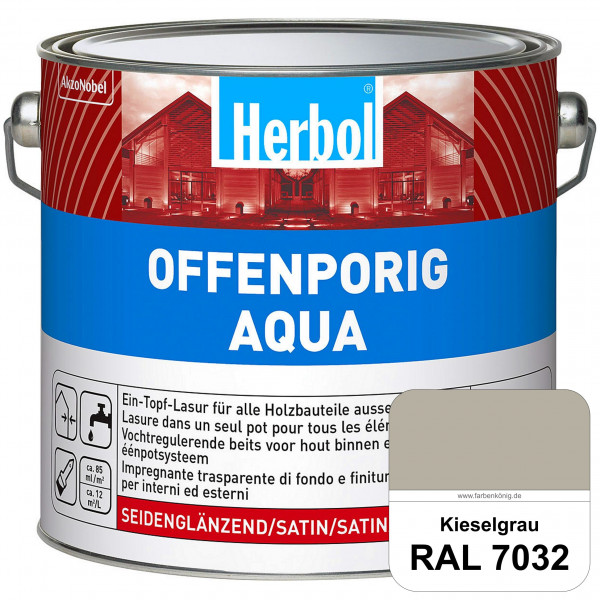 Offenporig Aqua (RAL 7032 Kieselgrau) Wasserverdünnbar & hochwertige Ein-Topf-Holzlasur - Feuchtesch