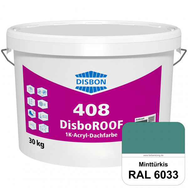 DisboROOF 408 1K-Acryl-Dachfarbe (RAL 6033 Minttürkis) Elastische Reinacrylatbeschichtung für Betond