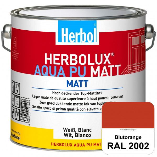 Herbolux Aqua PU Matt (RAL 2002 Blutorange) Top-PU-Mattlack auf Wasserbasis (Innen)