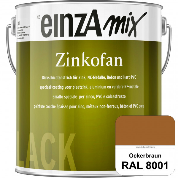 einzA Zinkofan (RAL 8001 Ockerbraun) Hoch wetterbeständiges "Dickschicht-1-Topf-System"