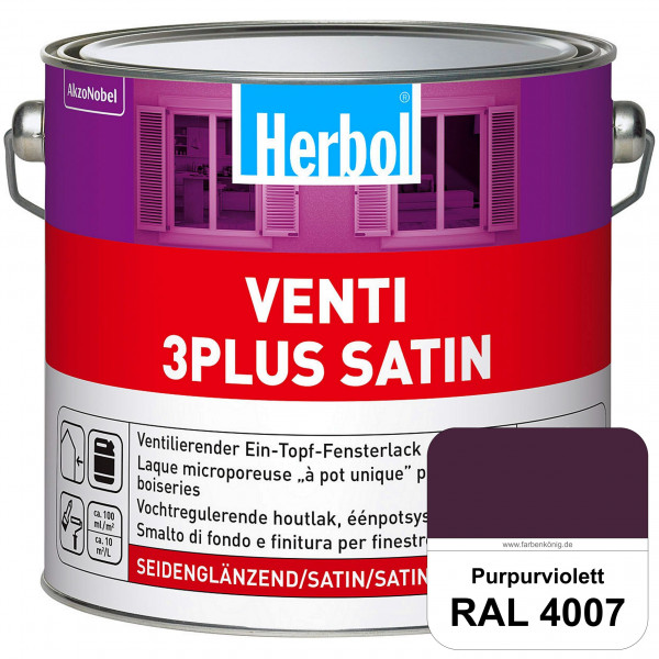 Venti 3Plus Satin (RAL 4007 Purpurviolett) feuchtigkeitregulierender & seidenglänzender Ein-Topf-Fen