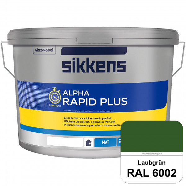 Alpha Rapid Plus (RAL 6002 Laubgrün) Hochwertige & stumpfmatte Wandfarbe für mittlere Belastungen