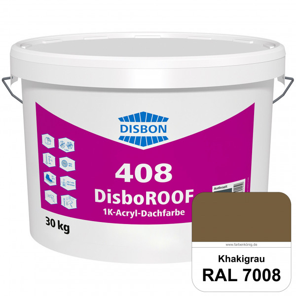 DisboROOF 408 1K-Acryl-Dachfarbe (RAL 7008 Khakigrau) Elastische Reinacrylatbeschichtung für Betonda