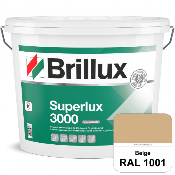 Superlux 3000 (RAL 1001 Beige) hoch deckende stumpfmatte Innen-Dispersionsfarbe - streiflichtunempfi