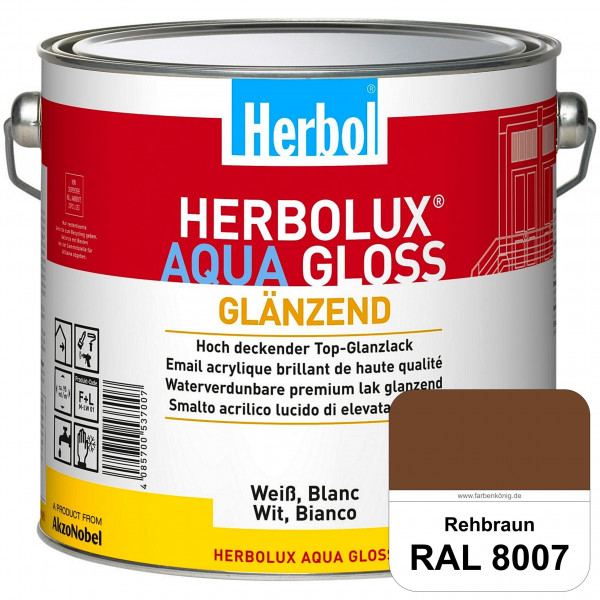 Herbolux Aqua Gloss (RAL 8007 Rehbraun) Wasserverdünnbarer Top-Glanzlack (Innen)