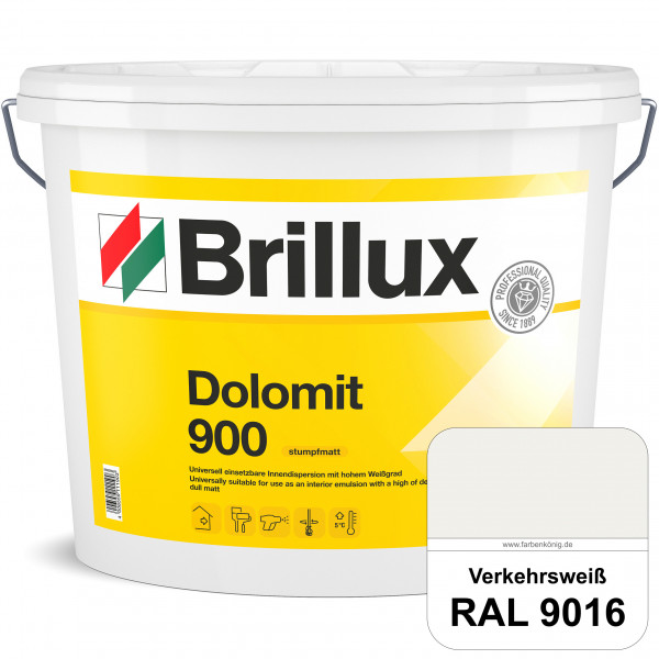Dolomit 900 (RAL 9016 Verkehrsweiß) stumpfmatte Innen-Dispersionsfarbe mit gutem Deckvermögen