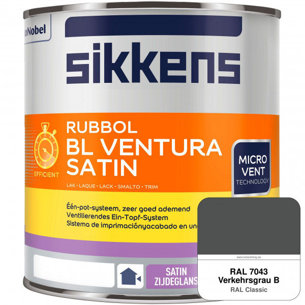 Rubbol BL Ventura Satin NEU (RAL 7043 Verkehrsgrau B) Seidenglanzlack (wasserbasiert) Fenster außen