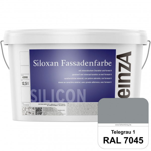 einzA Siloxan Fassadenfarbe (RAL 7045 Telegrau 1) Siliconvergütete Fassadenfarbe