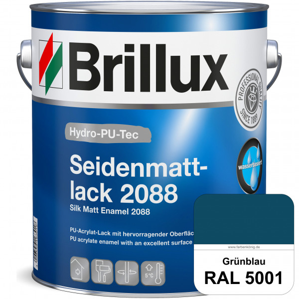 Hydro-PU-Tec Seidenmattlack 2088 (RAL 5001 Grünblau) PU-Seidenmattlack (wasserbasiert) innen