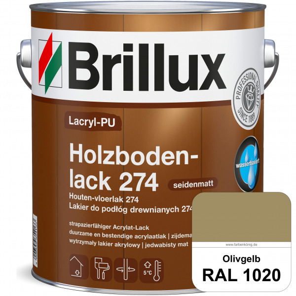 Lacryl-PU Holzbodenlack 274 (RAL 1020 Olivgelb) hochwertige & widerstandsfähige, deckende Versiegelu