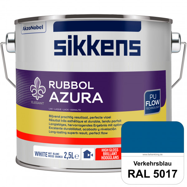Rubbol Azura (RAL 5017 Verkehrsblau) hochglänzender Lack (löselmittelhaltig) innen & außen