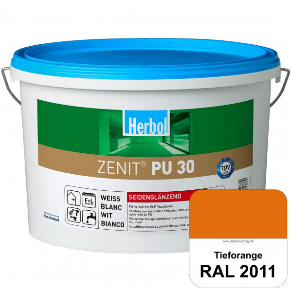 Zenit PU 30 (RAL 2011 Tieforange) seidenglänzende und strapazierfähige PU-Wandfarbe