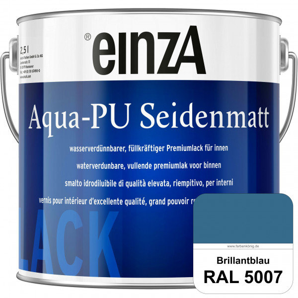 einzA Aqua-PU seidenmatt (RAL 5007 Brillantblau) wasserverdünnbarer Premiumlack für innen