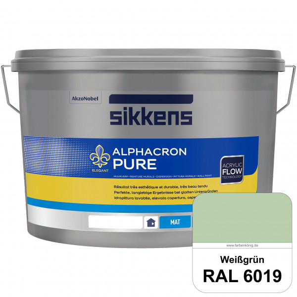 Alphacron Pure (RAL 6019 Weißgrün) Edelmatte & hochertige Premium Wandfarbe für glatte Untergründe.